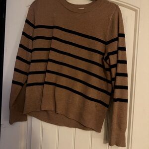 a new day Tan and Black Striped Sweater